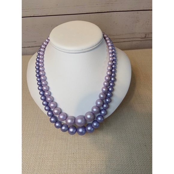 Vtg 1950's Purple Beaded Necklace - Picture 6 of 6